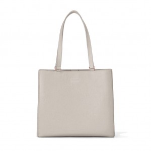 Beige Dagne Dover Allyn Leather Medium Tote Bags | RYWP79283