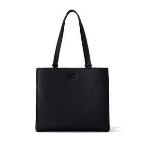 Black Dagne Dover Allyn Leather Medium Tote Bags | XKRQ01597