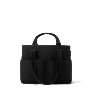 Black Dagne Dover Vida Cotton Tote Small Laptop Bags | EJIG50296