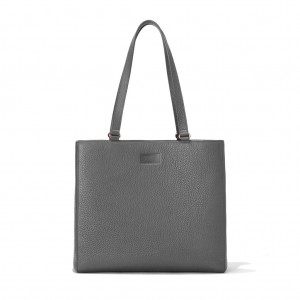 Deep Grey Dagne Dover Allyn Leather Medium Tote Bags | LGAU82190