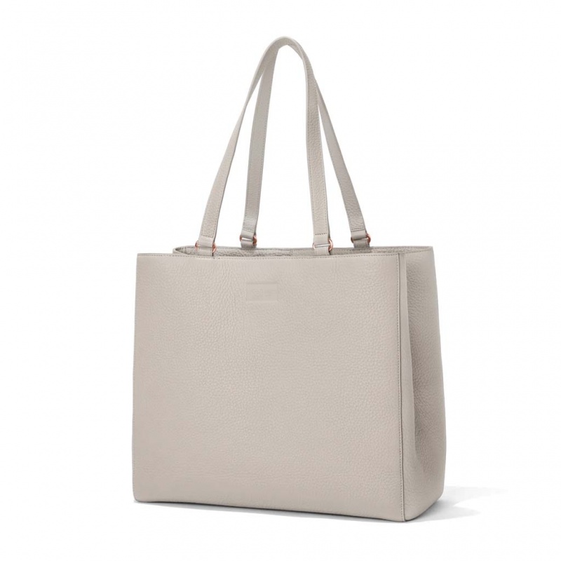 Beige Dagne Dover Allyn Leather Large Tote Bags | SDBT90365