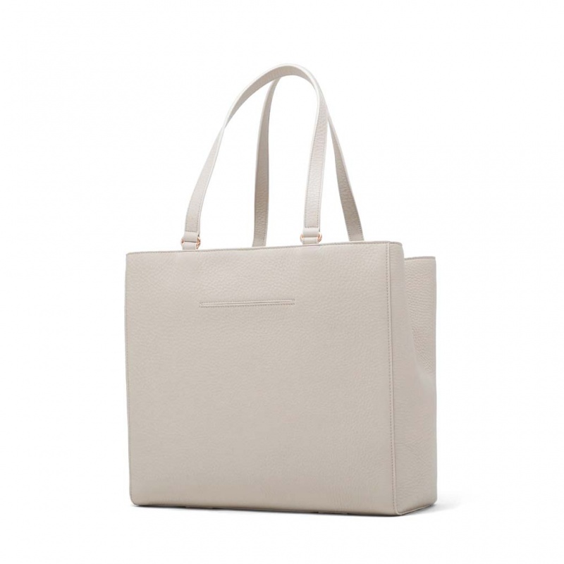 Beige Dagne Dover Allyn Leather Large Tote Bags | SDBT90365