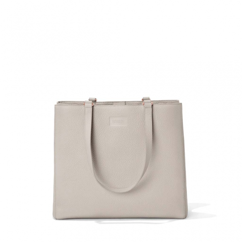 Beige Dagne Dover Allyn Leather Large Tote Bags | SDBT90365