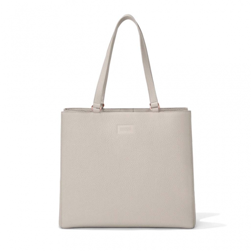 Beige Dagne Dover Allyn Leather Large Tote Bags | SDBT90365