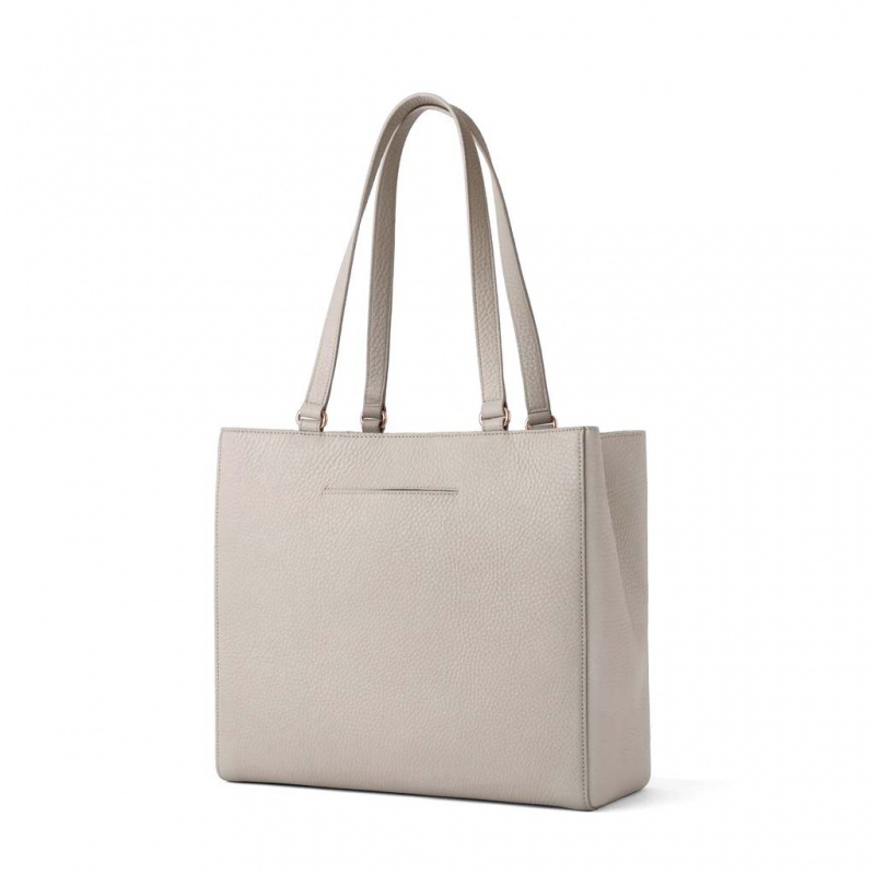 Beige Dagne Dover Allyn Leather Medium Tote Bags | RYWP79283