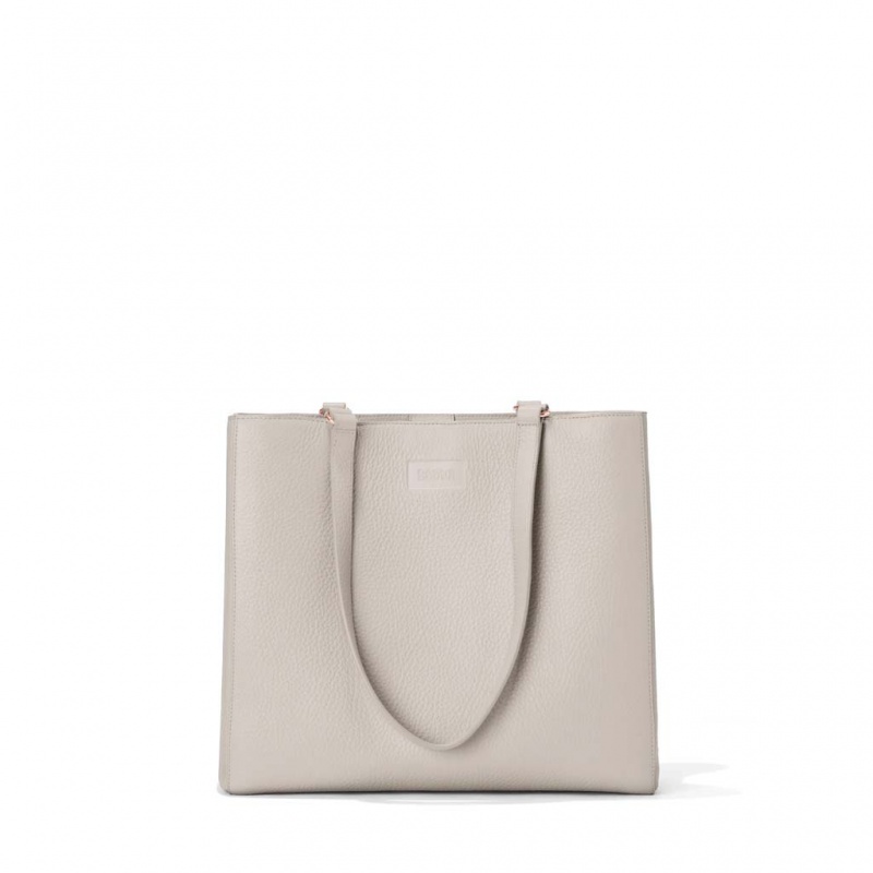 Beige Dagne Dover Allyn Leather Medium Tote Bags | RYWP79283