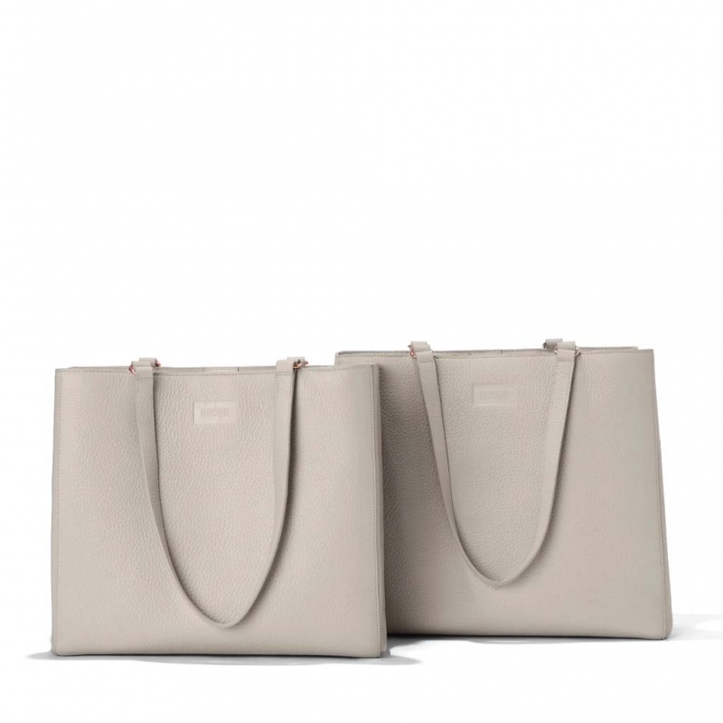 Beige Dagne Dover Allyn Leather Medium Tote Bags | RYWP79283