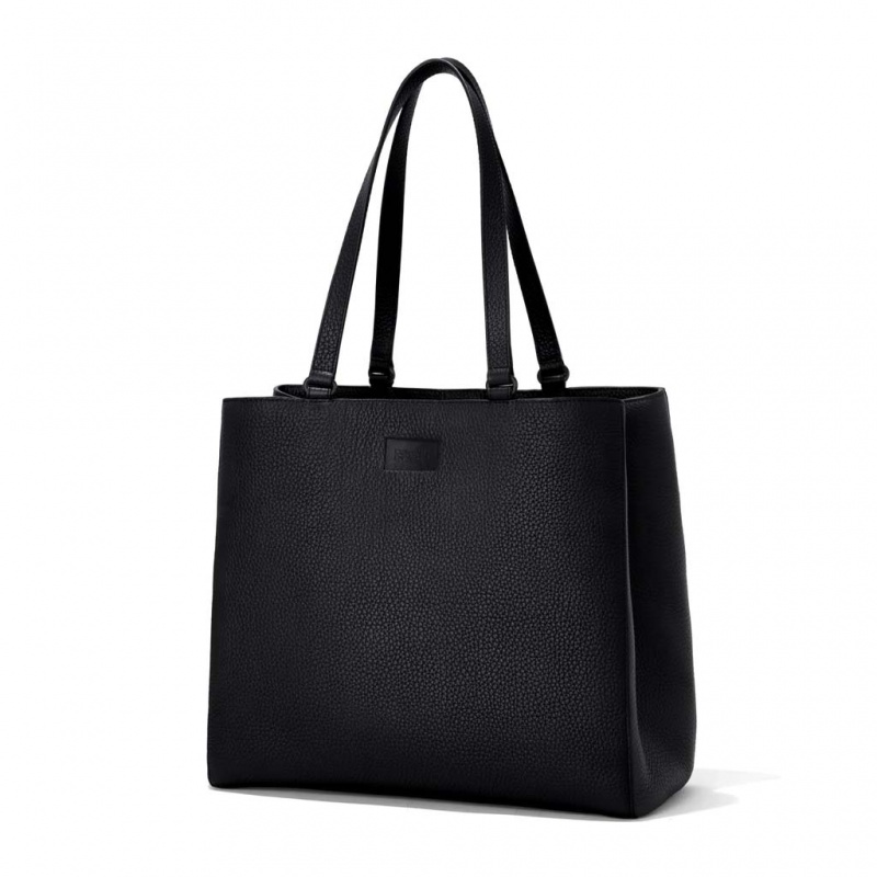 Black Dagne Dover Allyn Leather Large Tote Bags | UIVB04932