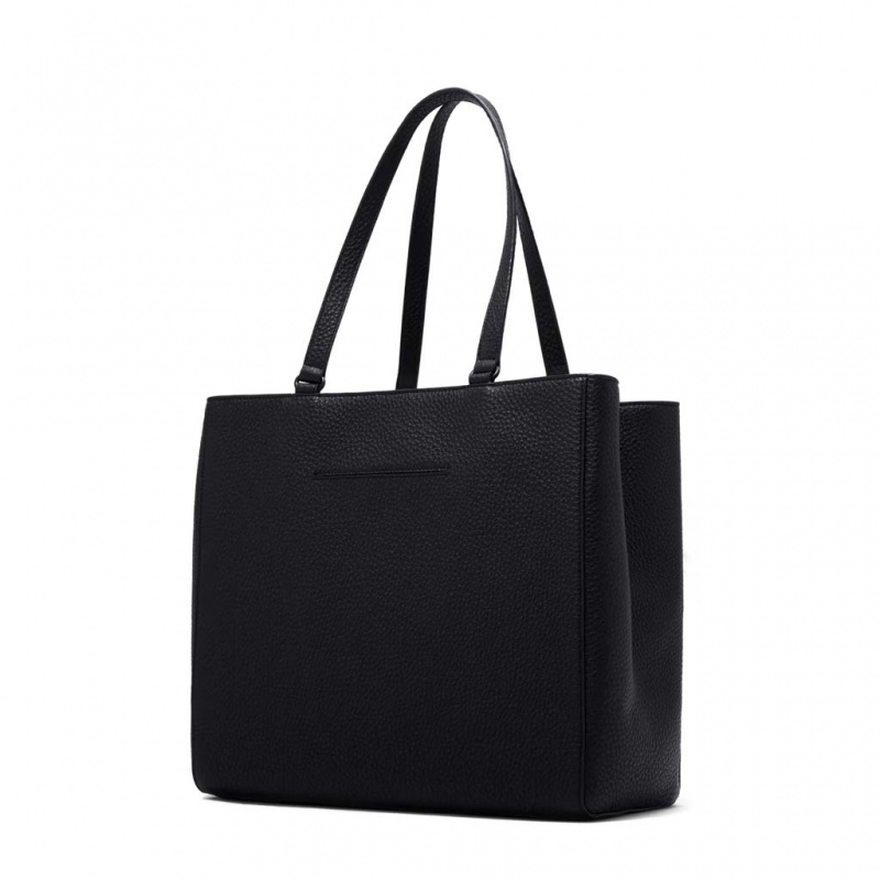 Black Dagne Dover Allyn Leather Large Tote Bags | UIVB04932