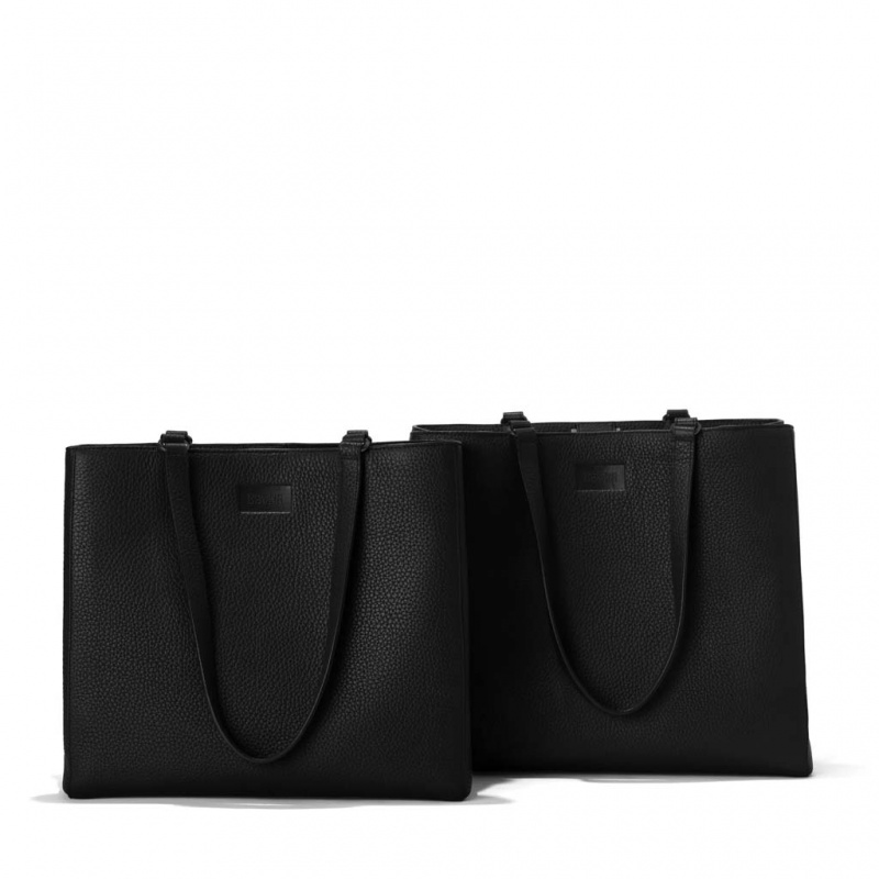 Black Dagne Dover Allyn Leather Large Tote Bags | UIVB04932