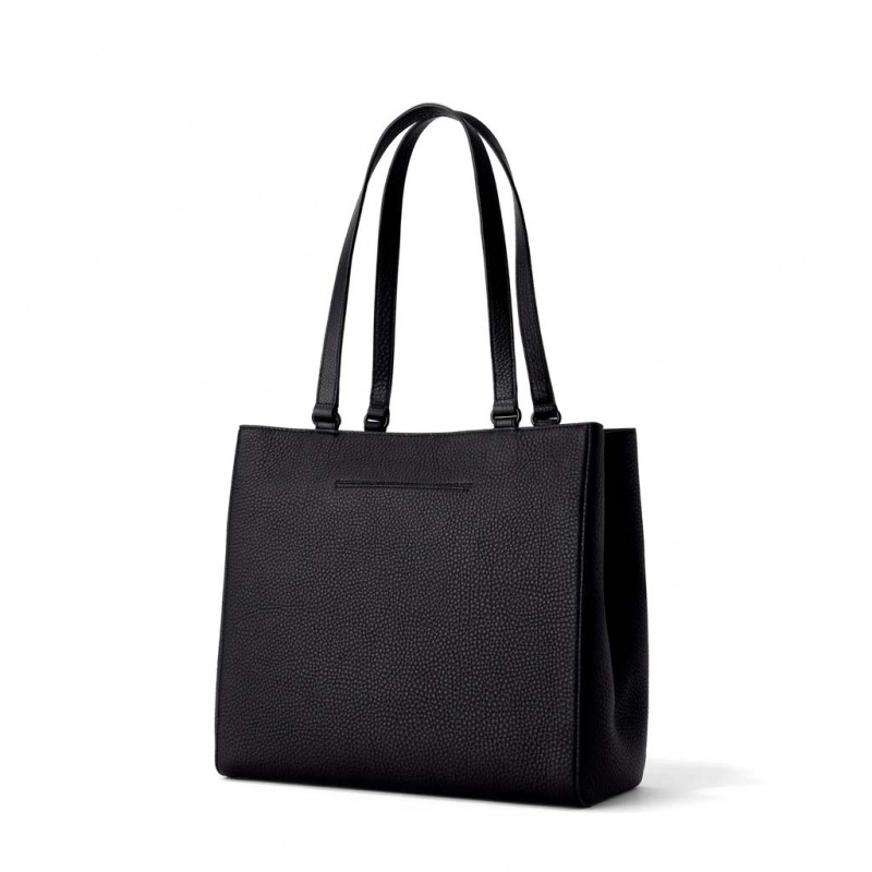 Black Dagne Dover Allyn Leather Medium Tote Bags | XKRQ01597