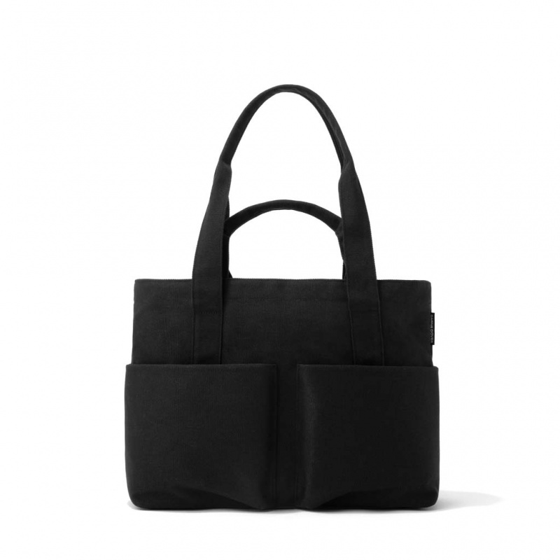 Black Dagne Dover Vida Cotton Tote Small Laptop Bags | EJIG50296