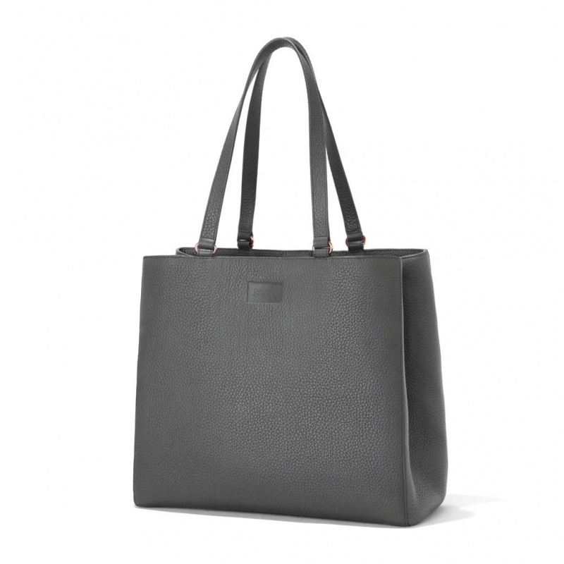 Deep Grey Dagne Dover Allyn Leather Large Tote Bags | JOPQ35746