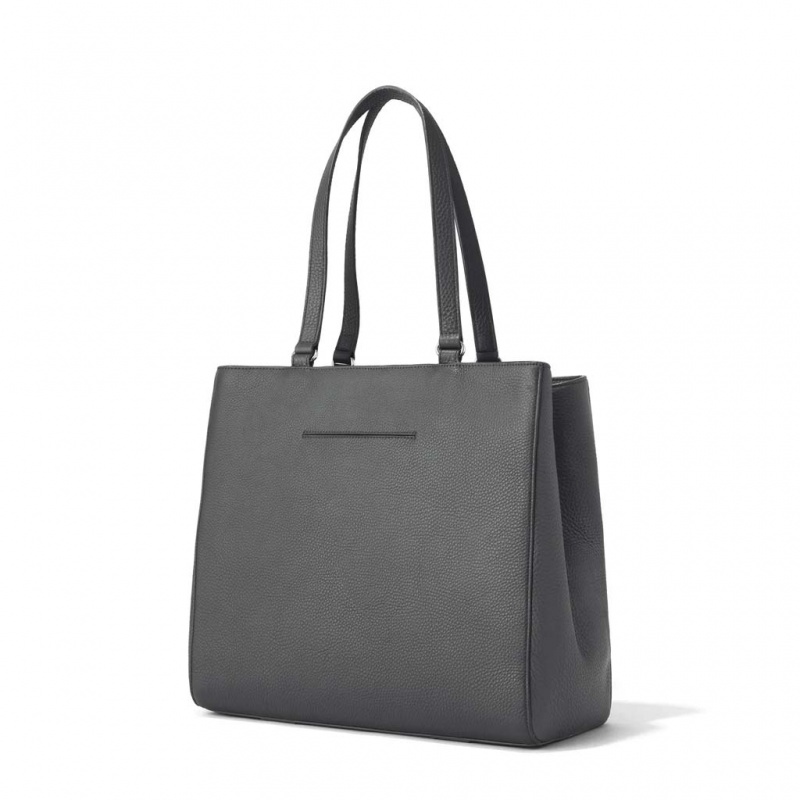 Deep Grey Dagne Dover Allyn Leather Large Tote Bags | JOPQ35746