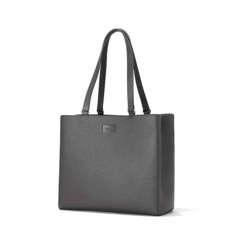 Deep Grey Dagne Dover Allyn Leather Medium Tote Bags | LGAU82190