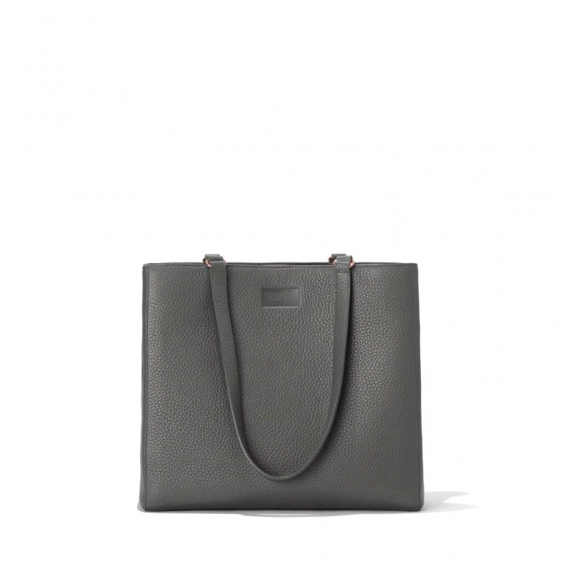 Deep Grey Dagne Dover Allyn Leather Medium Tote Bags | LGAU82190