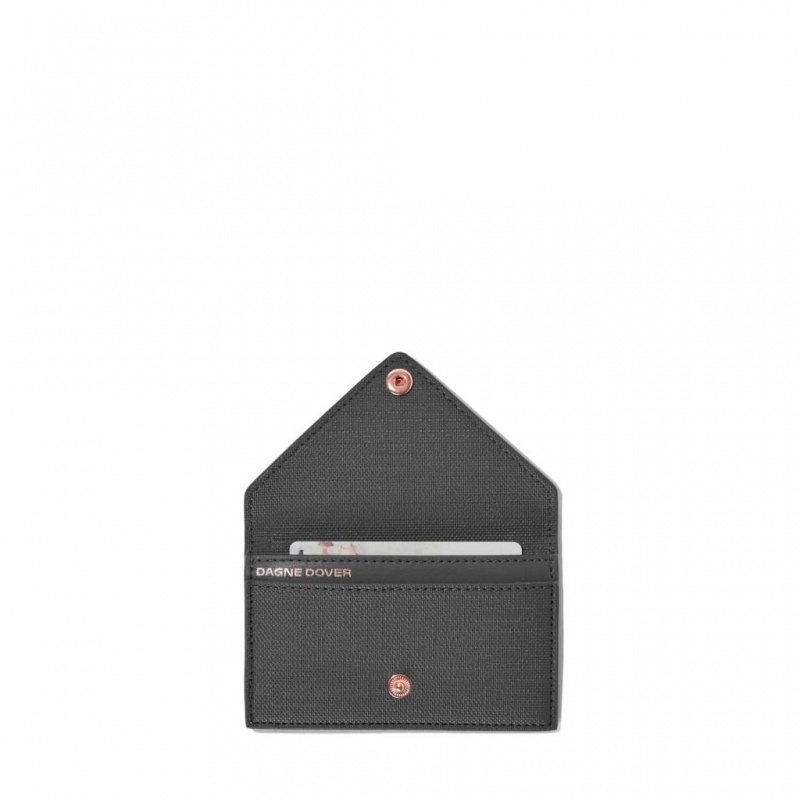 Deep Grey Dagne Dover Card Case Wallets | OCEI84395