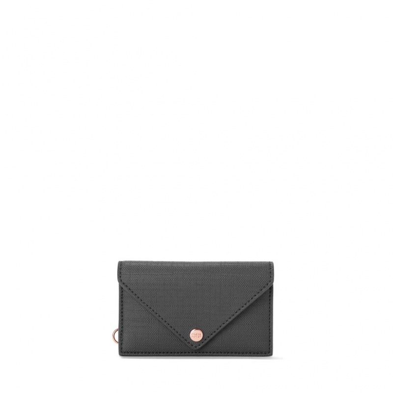 Deep Grey Dagne Dover Card Case Wallets | OCEI84395